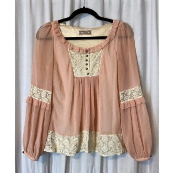 ROJITA! Chiffon Kawaii Top - Lolita Gyaru Japanese - Cottagecore Pastel Jirai - Picture 5 of 6